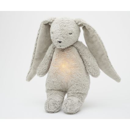 Moonie - Snuggle buddy with a melody and light bunny 2.0 organic grey