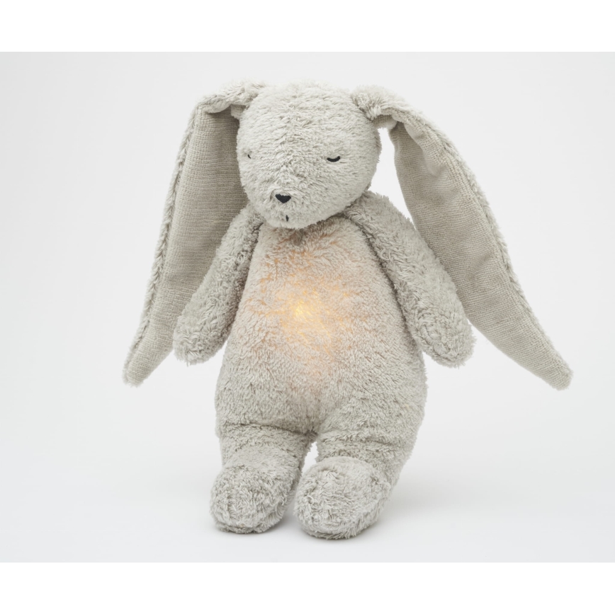 Moonie - Snuggle buddy with a melody and light bunny 2.0 organic grey