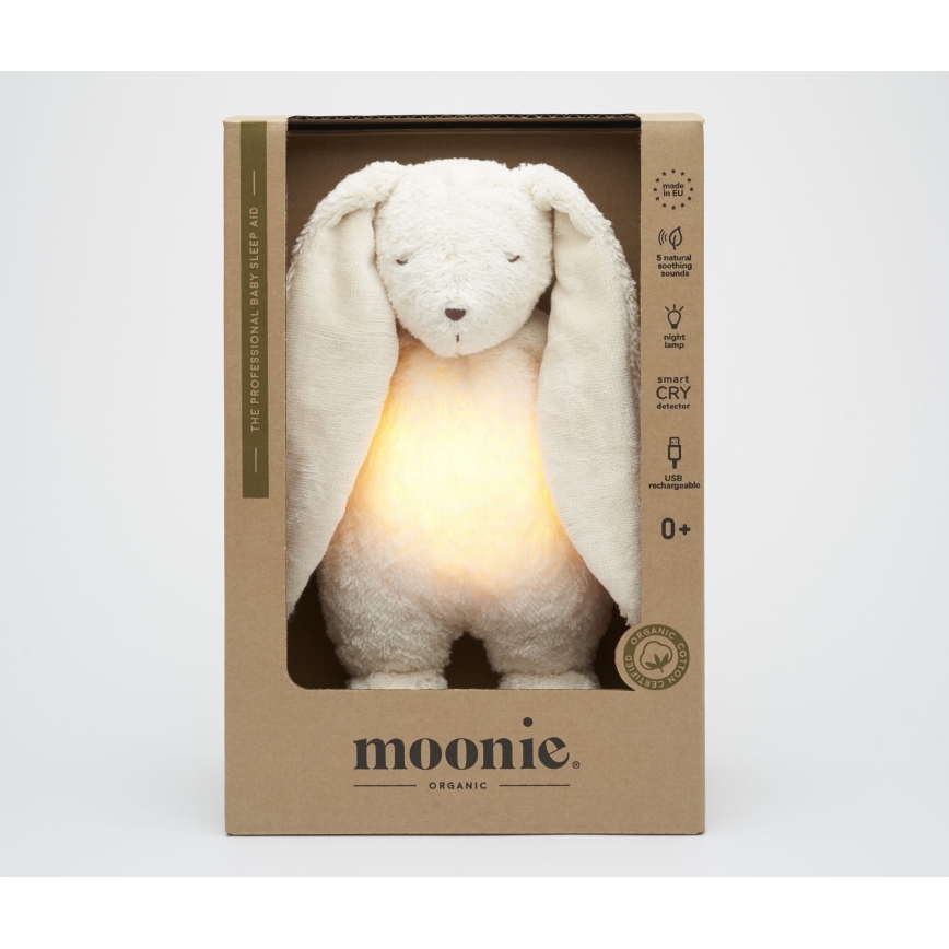Moonie - Snuggle buddy with a melody and light bunny 2.0 organic polar