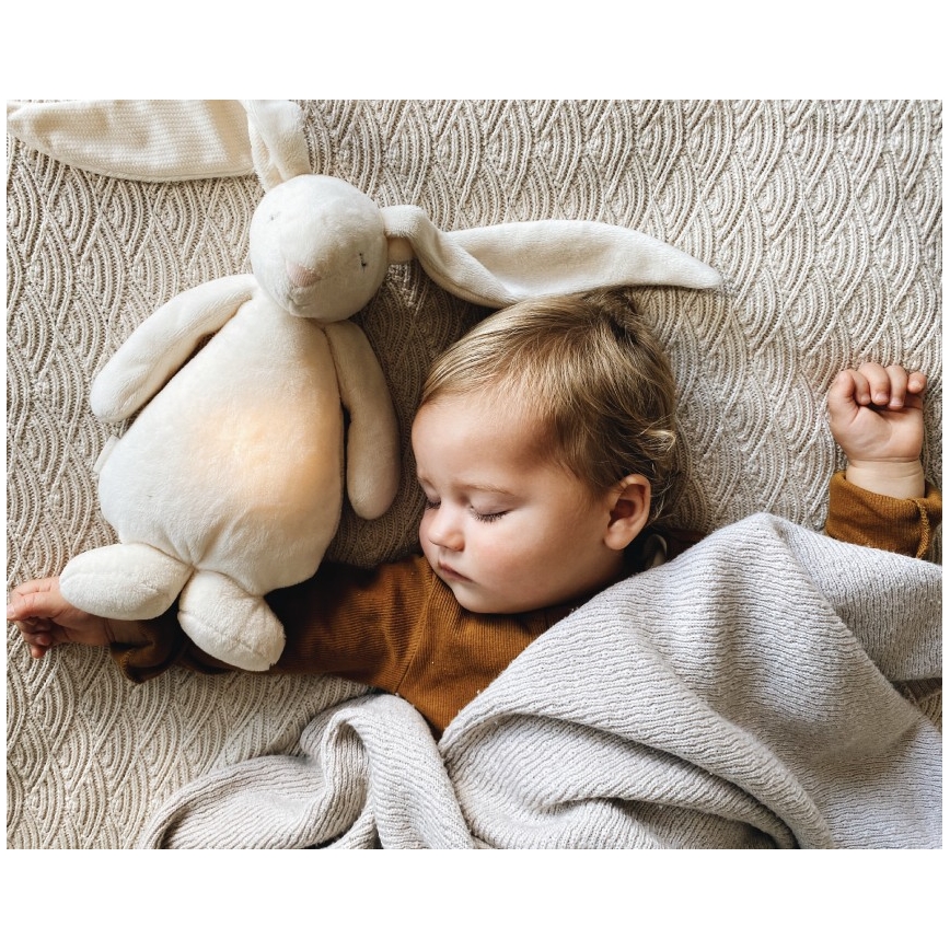 Moonie - Snuggle buddy with a melody and light bunny 2.0 organic sand
