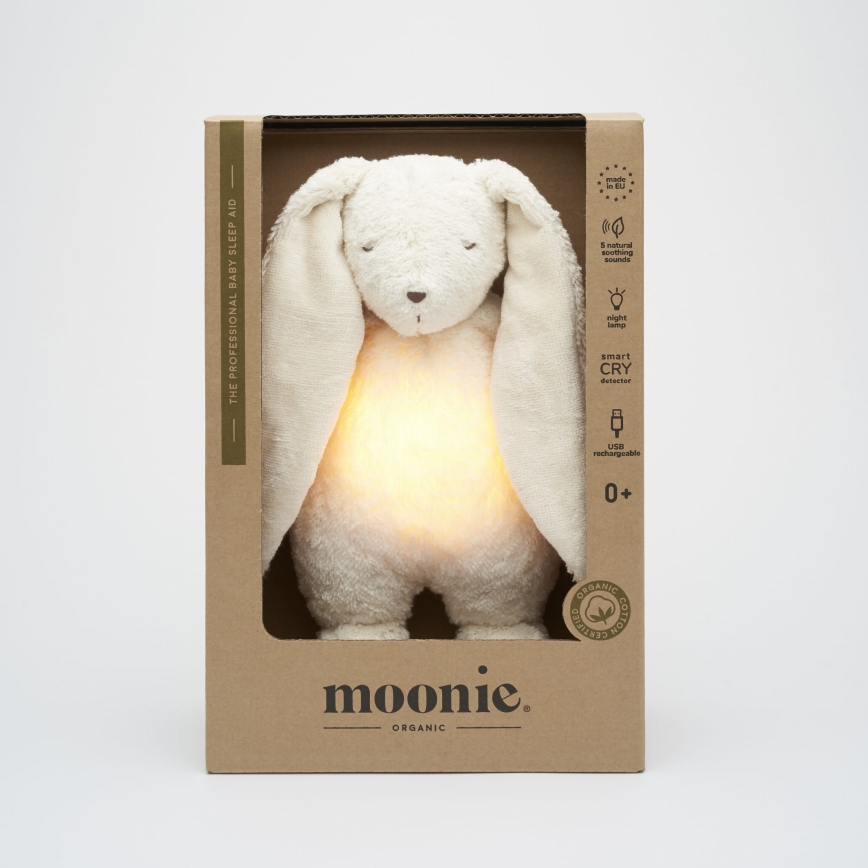 Moonie - Snuggle buddy with a melody and light bunny organic polar natur