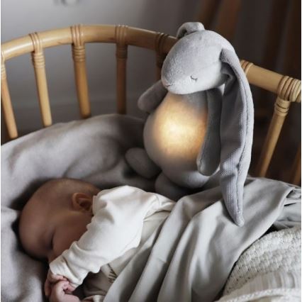 Moonie - Snuggle buddy with a melody and light bunny silver