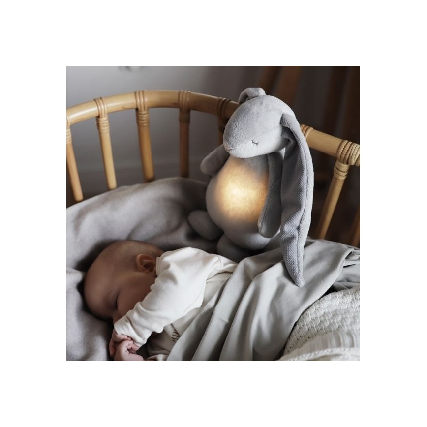 Moonie - Snuggle buddy with a melody and light bunny silver