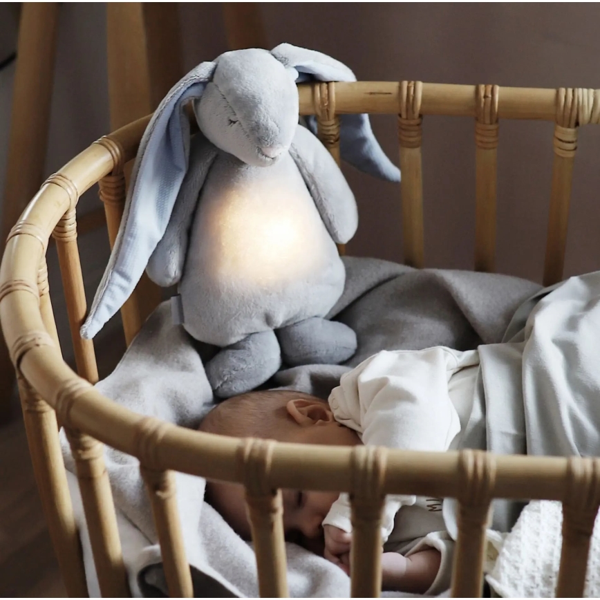 Moonie - Snuggle buddy with a melody and light bunny silver