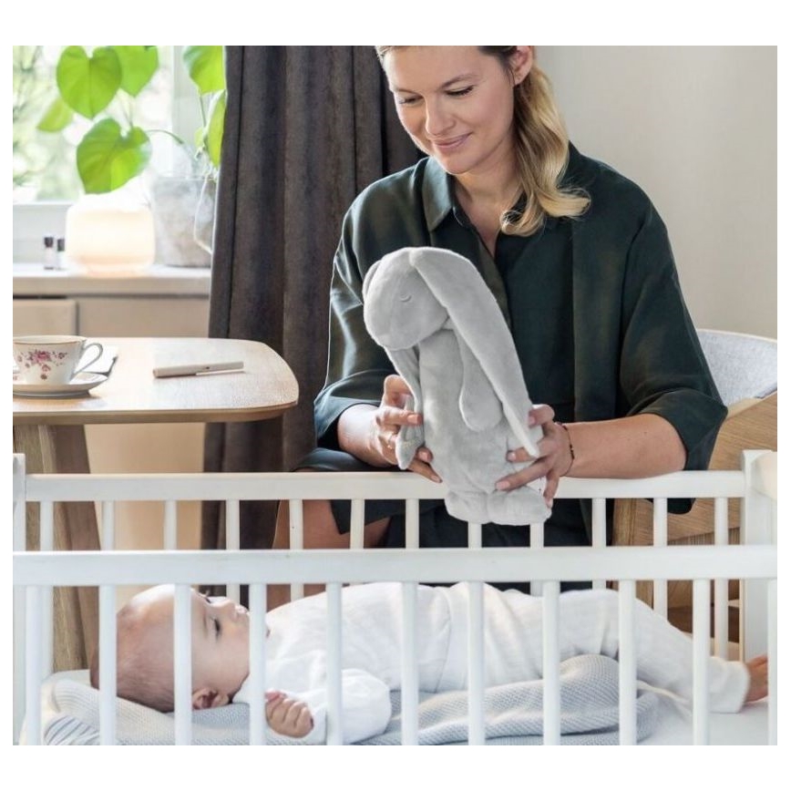 Moonie - Snuggle buddy with a melody and light bunny silver