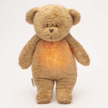 Moonie - Snuggle buddy with a melody and light little bear 2.0 organic cappuccino