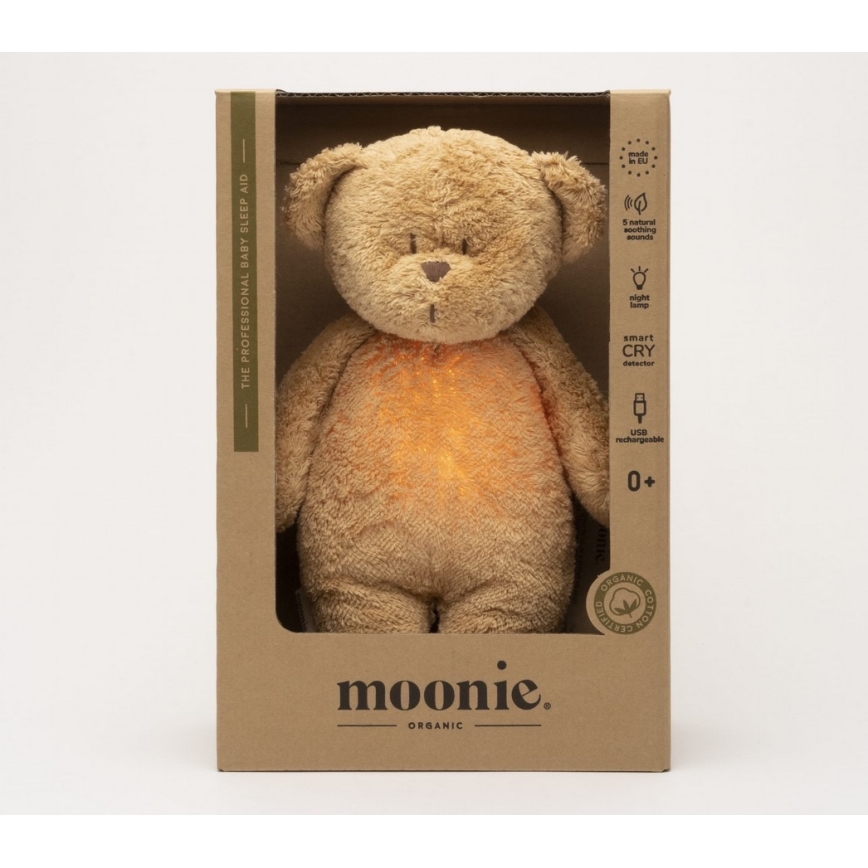 Moonie - Snuggle buddy with a melody and light little bear 2.0 organic cappuccino