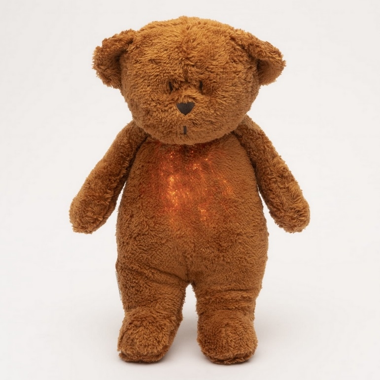 Moonie - Snuggle buddy with a melody and light little bear 2.0 organic caramel