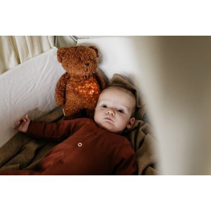 Moonie - Snuggle buddy with a melody and light little bear 2.0 organic caramel