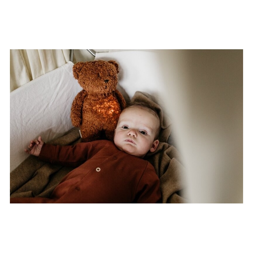 Moonie - Snuggle buddy with a melody and light little bear 2.0 organic caramel