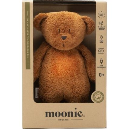 Moonie - Snuggle buddy with a melody and light little bear 2.0 organic caramel