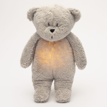 Moonie - Snuggle buddy with a melody and light little bear 2.0 organic grey