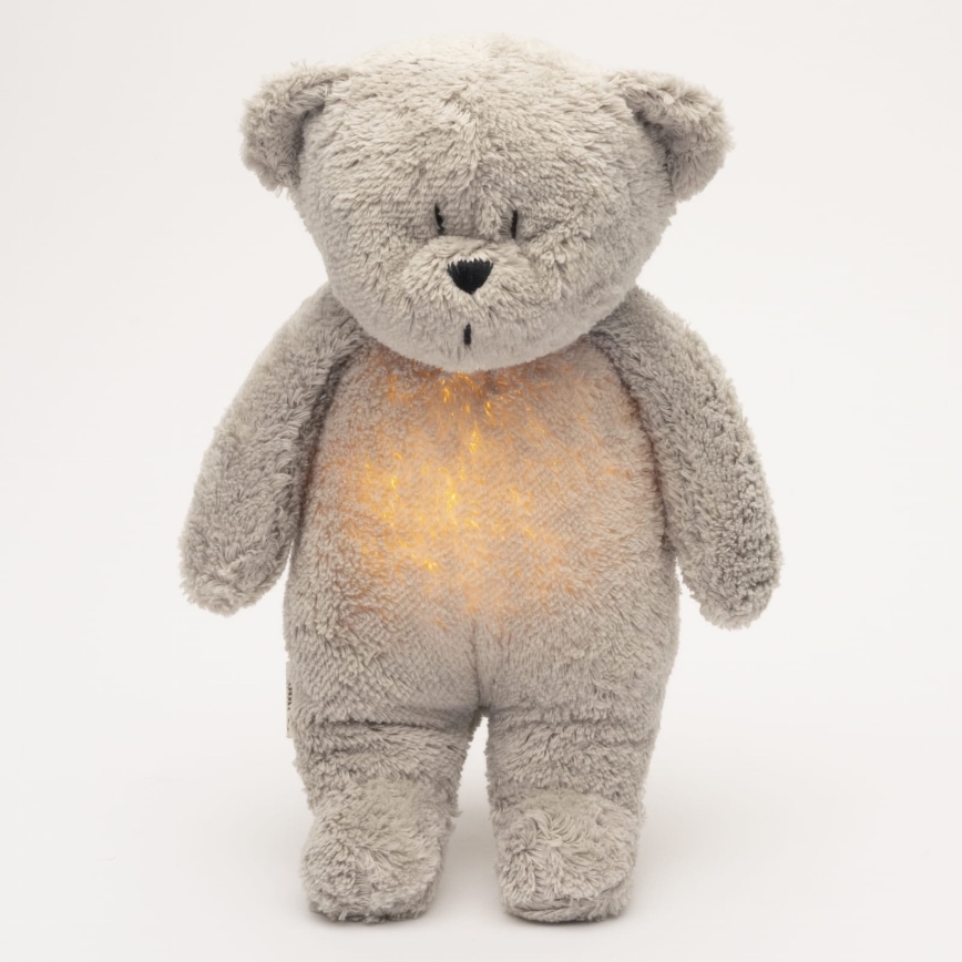 Moonie - Snuggle buddy with a melody and light little bear 2.0 organic grey