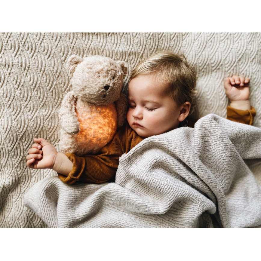 Moonie - Snuggle buddy with a melody and light little bear 2.0 organic grey