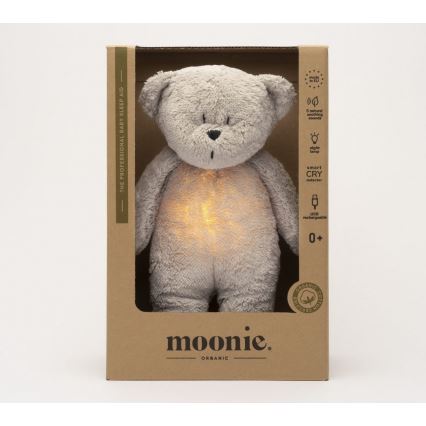Moonie - Snuggle buddy with a melody and light little bear 2.0 organic grey