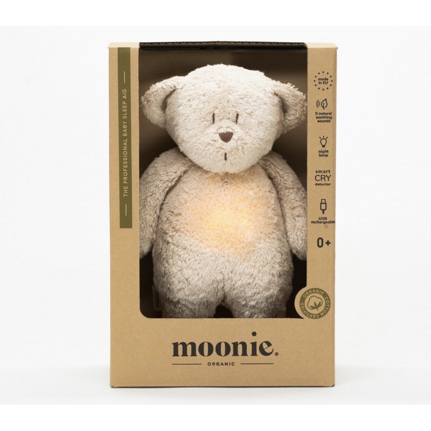 Moonie - Snuggle buddy with a melody and light little bear 2.0 organic sand