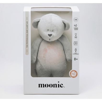 Moonie - Snuggle buddy with a melody and light little bear 2.0 silver