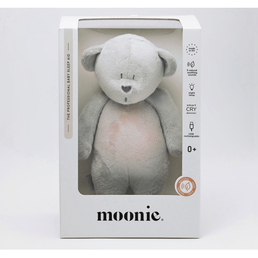 Moonie - Snuggle buddy with a melody and light little bear 2.0 silver
