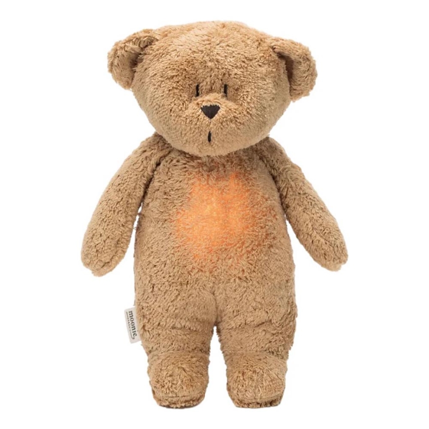 Moonie - Snuggle buddy with a melody and light little bear organic cappuccino natur