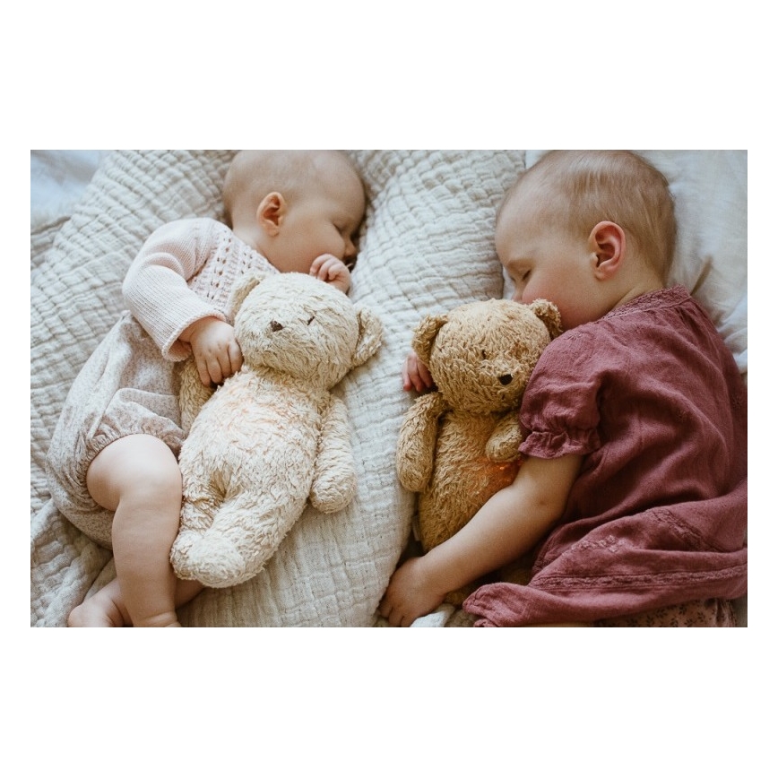 Moonie - Snuggle buddy with a melody and light little bear organic honey natur