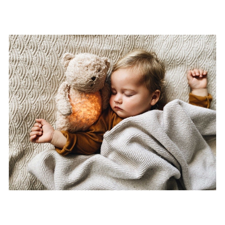 Moonie - Snuggle buddy with a melody and light little bear organic honey natur