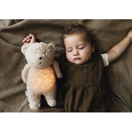 Moonie - Snuggle buddy with a melody and light little bear organic honey natur