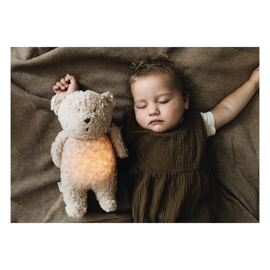 Moonie - Snuggle buddy with a melody and light little bear organic honey natur