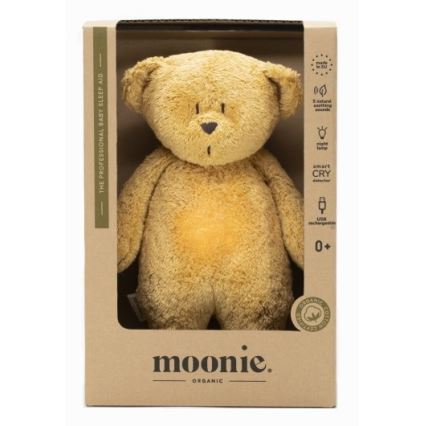Moonie - Snuggle buddy with a melody and light little bear organic honey natur
