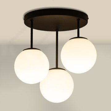 MOONLIGHT flush-mount ceiling light, 3xE27/15W/230V, black
