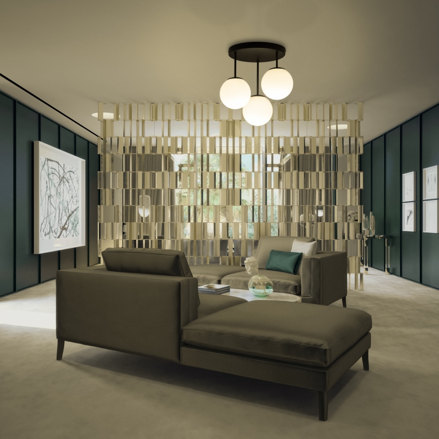 MOONLIGHT flush-mount ceiling light, 3xE27/15W/230V, black