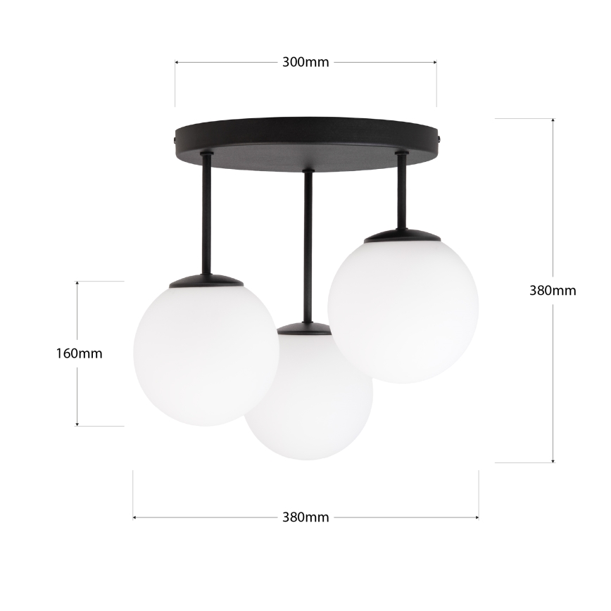 MOONLIGHT flush-mount ceiling light, 3xE27/15W/230V, black