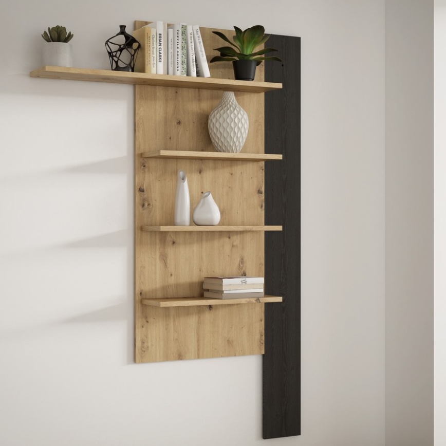 MORO Wall Shelf, Oak/Black