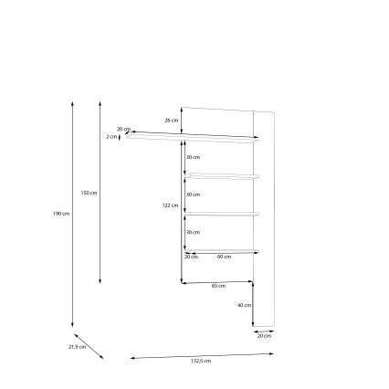MORO Wall Shelf, Oak/Black