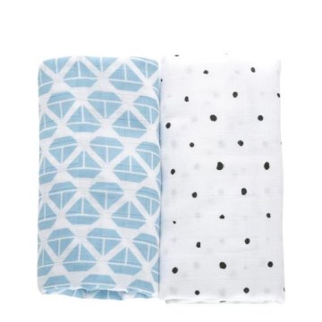 MOTHERHOOD - Muslin blanket 2pcs Blue Boats 100x120 cm