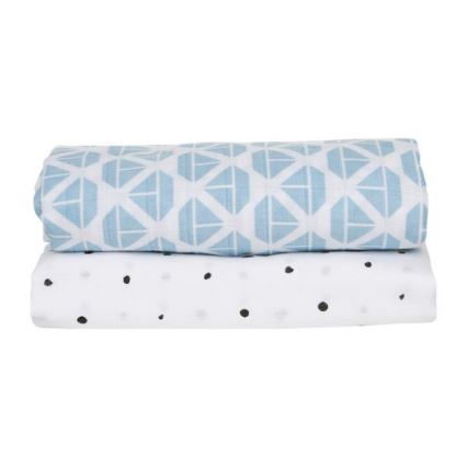 MOTHERHOOD - Muslin blanket 2pcs Blue Boats 100x120 cm