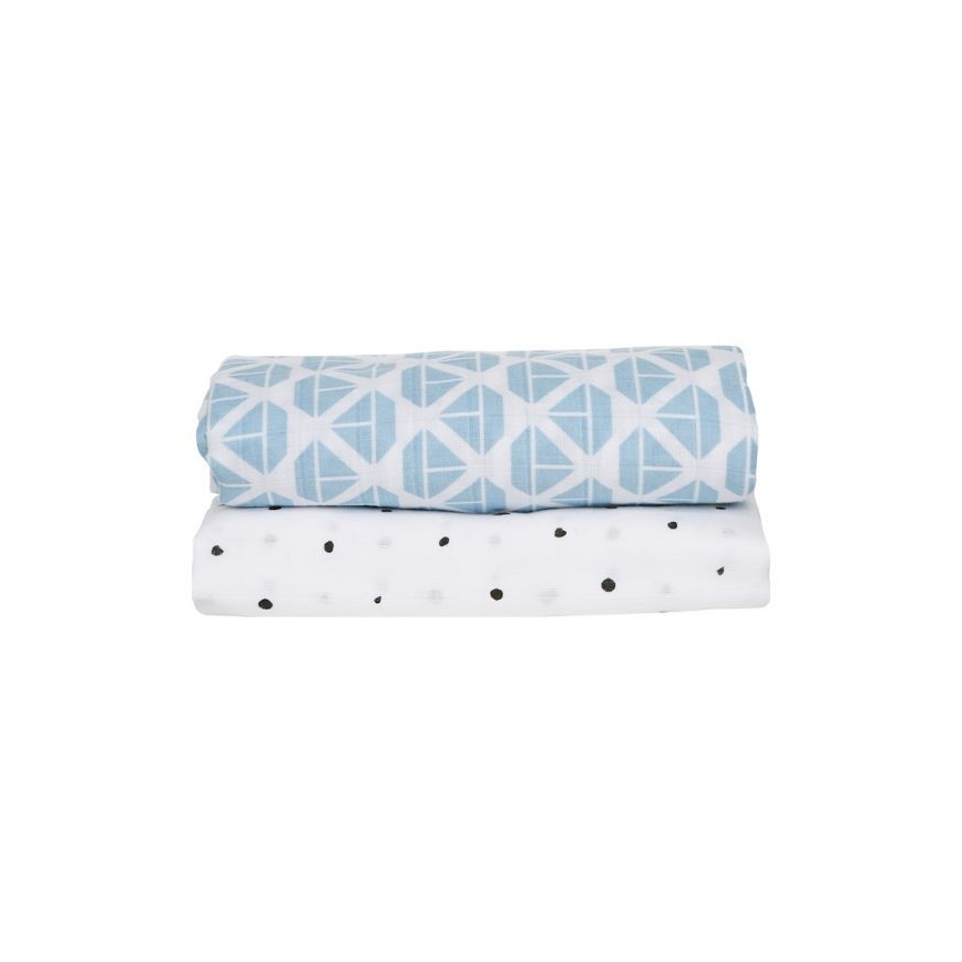 MOTHERHOOD - Muslin blanket 2pcs Blue Boats 100x120 cm