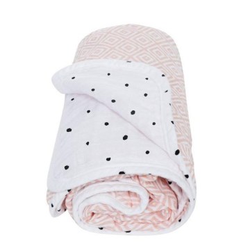 MOTHERHOOD - Two-ply cotton muslin blanket 95x110 cm pink