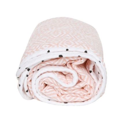 MOTHERHOOD - Two-ply cotton muslin blanket 95x110 cm pink