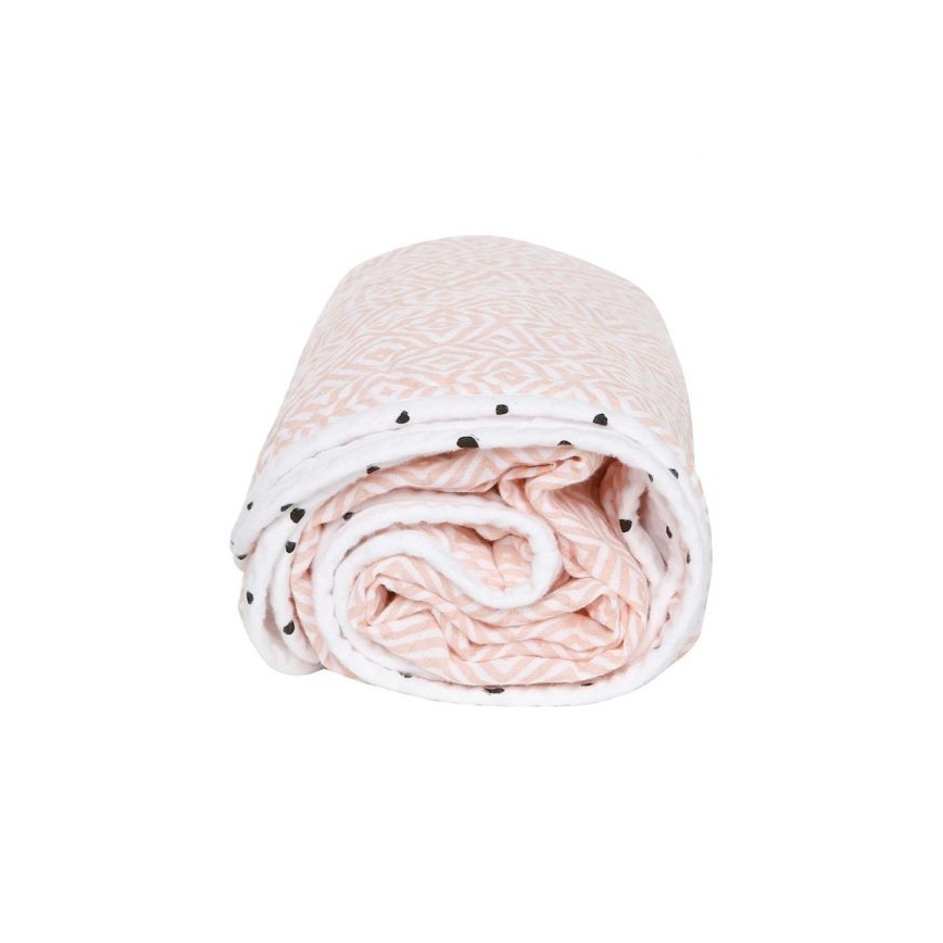 MOTHERHOOD - Two-ply cotton muslin blanket 95x110 cm pink