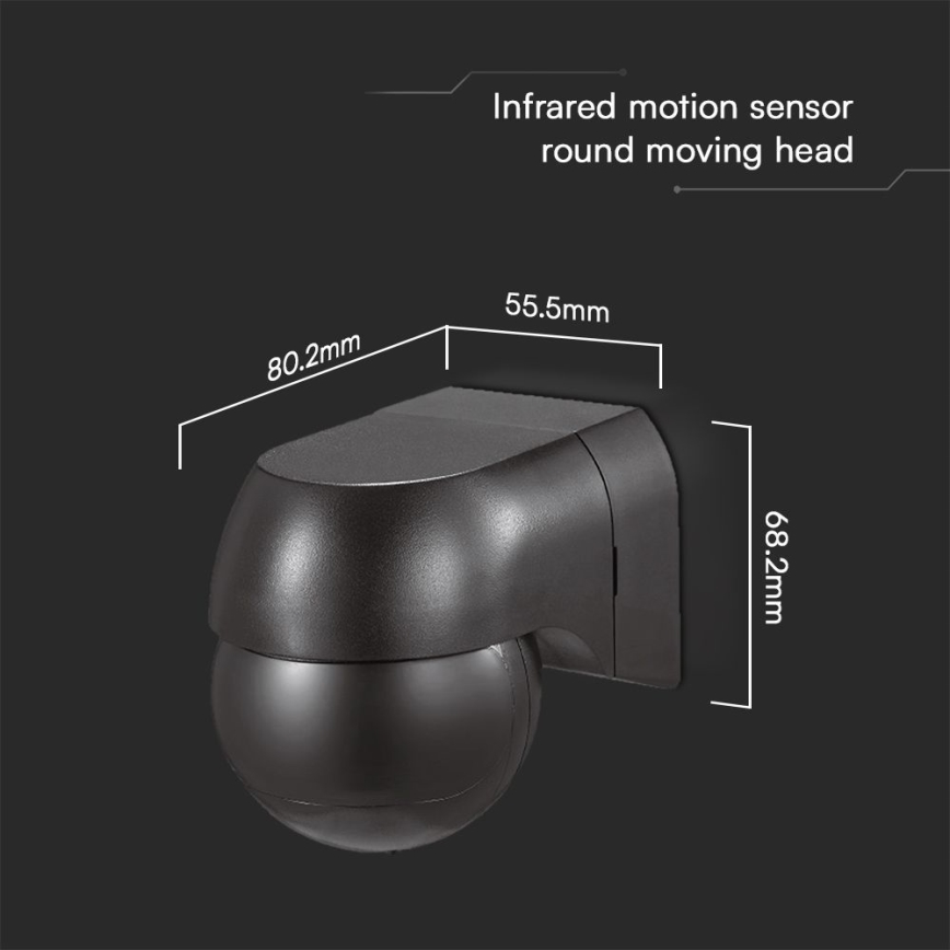 Motion sensor PIR 180° 400W/230V IP44 black