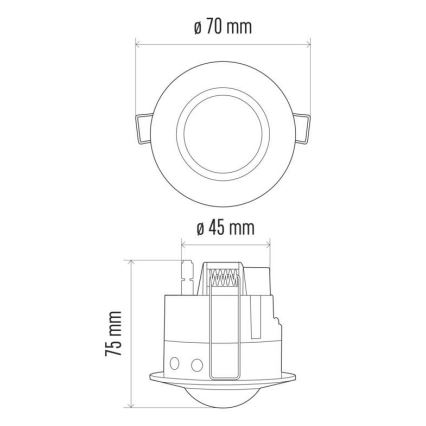 Motion sensor recessed PIR B 360° 1200W/230V white