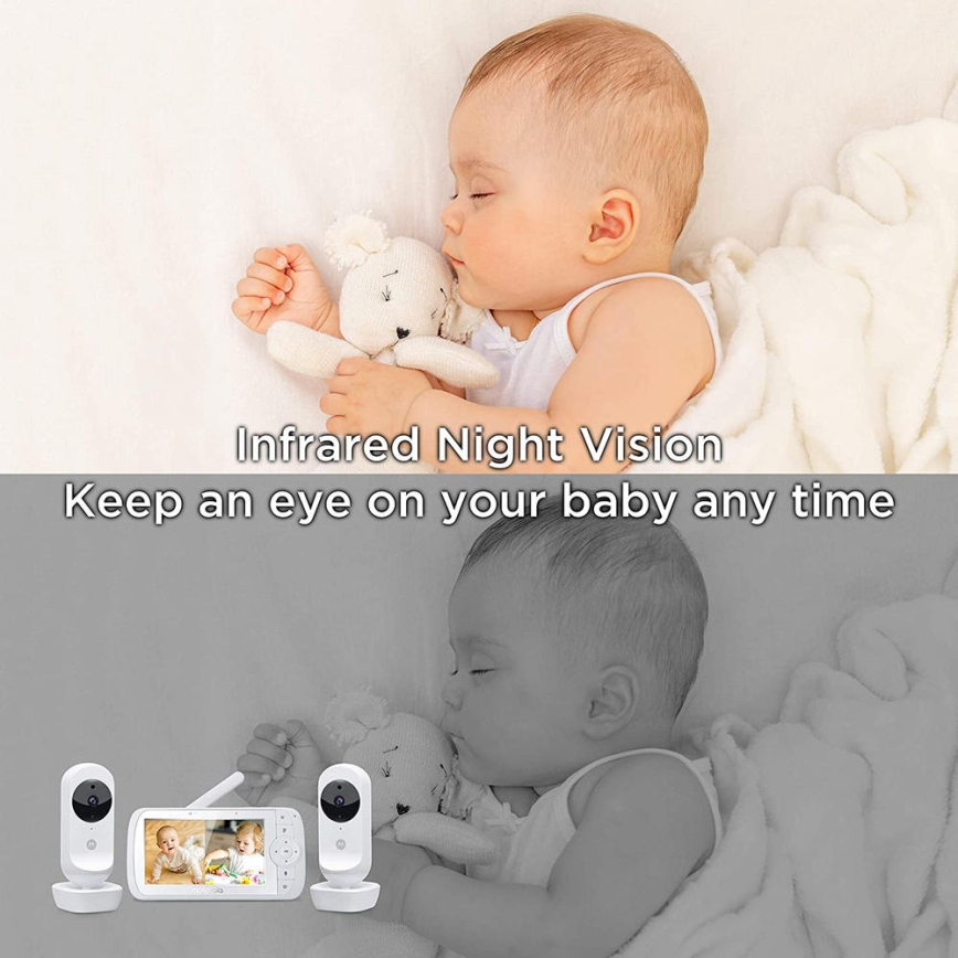 Motorola VM35-2 - Rechargeable baby monitor with 2 cameras, 2000 mAh battery