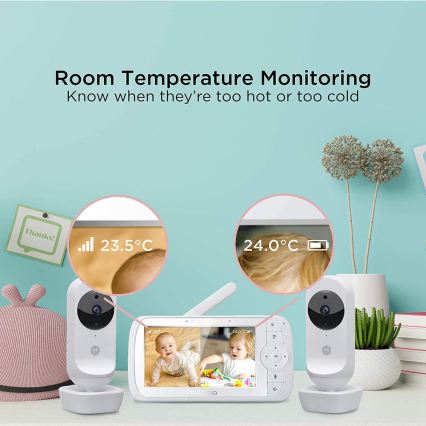 Motorola VM35-2 - Rechargeable baby monitor with 2 cameras, 2000 mAh battery