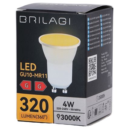 MR11 LED Bulb GU10, 4W, 230V, 3000K - BRILAGI