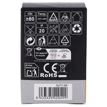 MR11 LED Bulb GU10, 4W, 230V, 3000K - BRILAGI