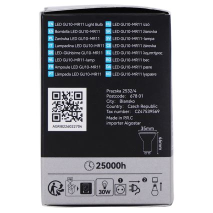 MR11 LED Bulb GU10, 4W, 230V, 3000K - BRILAGI