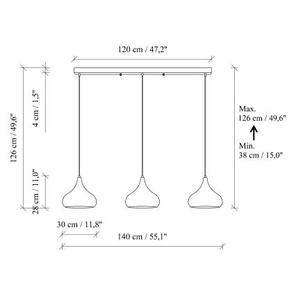 MUBA pendant lamp 3xE27/40W/230V, copper