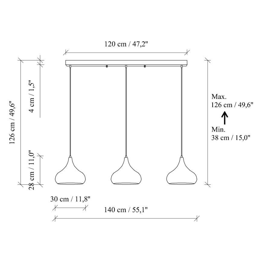 MUBA pendant lamp 3xE27/40W/230V, copper