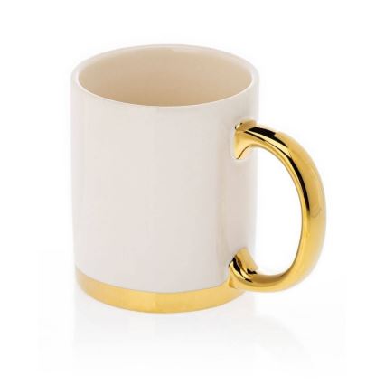 Mug with spoon LANA creamy/gold