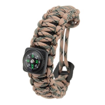 Multifunctional bracelet with compass and flint and steel beige